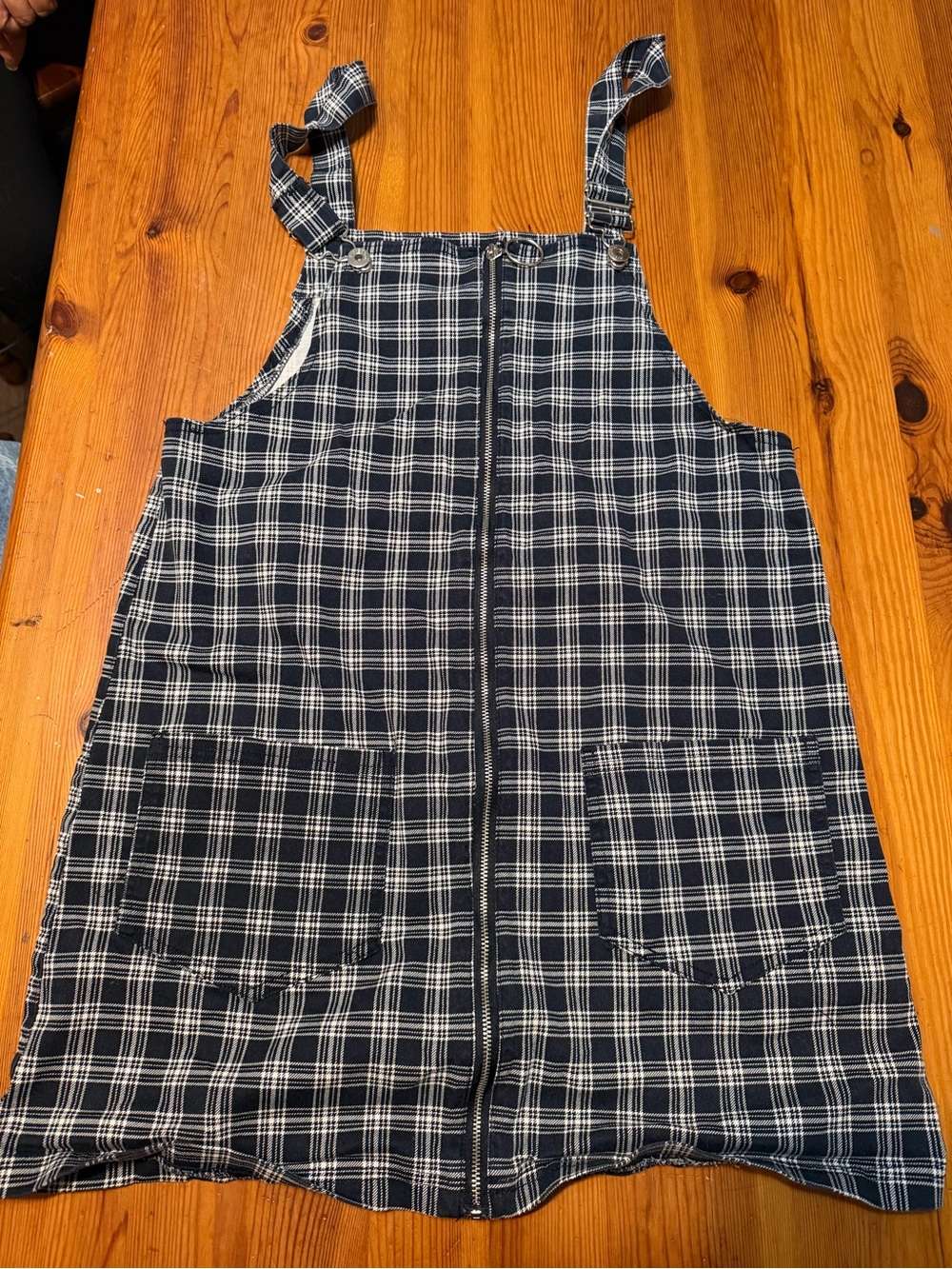 H&M Navy and White Plaid Zip-Front Kids One-Piece
